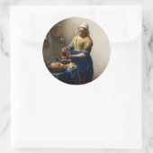 Sticker Rond Johannes Vermeer - La Milkmaid (Sac)