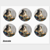 Sticker Rond Johannes Vermeer - Le Lacemaker (Feuille)