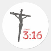 Sticker Rond John 3:16 Écriture et crucifix (Devant)