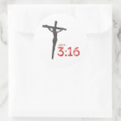 Sticker Rond John 3:16 Écriture et crucifix (Sac)
