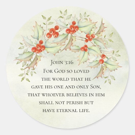 Sticker Rond John 3:16 God so Loved the World, Christmas (Devant)