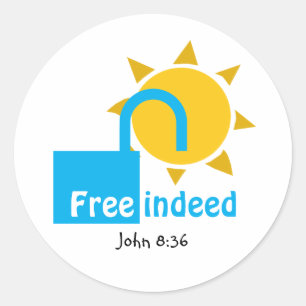 Sticker Rond John 8:36 LIBRE EN EFFET CHYAN chrétien personnali