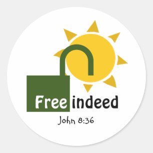 Sticker Rond John 8:36 LIBRE EN EFFET Personnalisable Christian