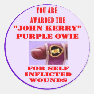 STICKER ROND JOHN KERRY PURPLE OWIE