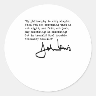 Sticker Rond John Lewis Trouble black TShirt