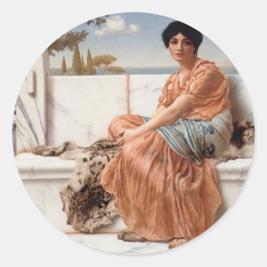 Sticker Rond John William Godward - Aux jours de Sappho (Devant)