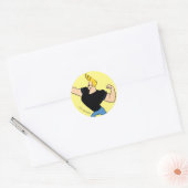 Sticker Rond Johnny Bravo Flexing (Enveloppe)