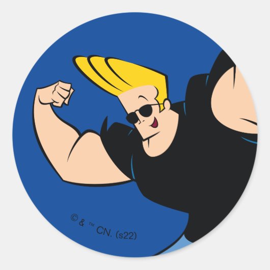 Sticker Rond Johnny Bravo Iconic Pose (Devant)