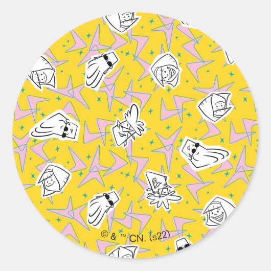 Sticker Rond Johnny Bravo Motif de caractères (Devant)