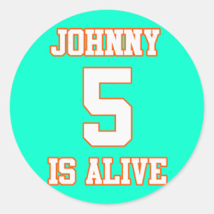 Sticker Rond Johnny Five est vivant