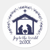 Sticker Rond Joie au Monde Bleu Nativité Classic Stick rond (Devant)