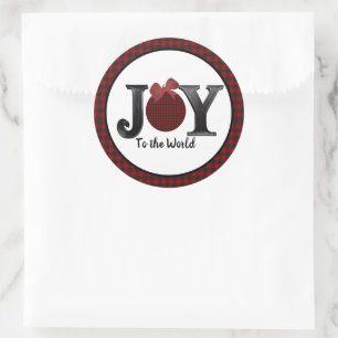 Sticker Rond Joie au monde carreau de Noël