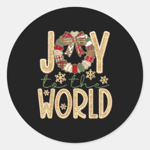 Sticker Rond Joie au monde Jésus chrétien flocon de neige Noël