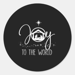 Sticker Rond Joie au monde Jésus-Christ Scène de la Nativité C