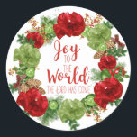 Sticker Rond Joie au monde, le Seigneur est venu Noël<br><div class="desc">Joie au monde le seigneur est venu autocollant en céramique de Noël.</div>