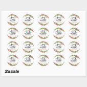Sticker Rond Joie Au Monde | Wreath de vacances manuscrit (Feuille)