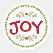 Sticker Rond JOIE avec Holiday Greens (Devant)