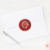 Sticker Rond Joie,Couronne de Noël (Enveloppe)