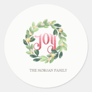 Sticker Rond Joie,Couronne Noël Vacances