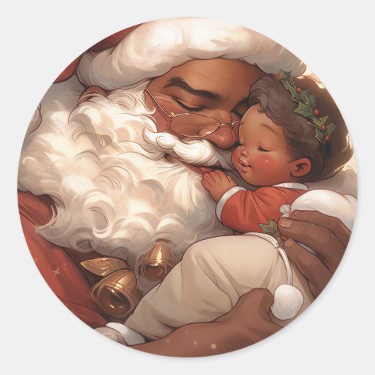 Sticker Rond Joie de Père Noël noire (Devant)