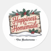 Sticker Rond Joie de vivre faite maison pour les fêtes (Devant)