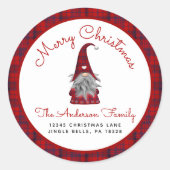 Sticker Rond Joie Joyeux Noël Plaid Gnome Retour Adresse La (Devant)