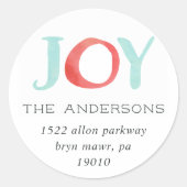 Sticker Rond Joie peinte | Adresse de retour de vacances (Devant)