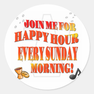 Sticker Rond Joignez-nous pour l'heure heureuse chaque dimanche