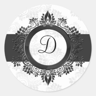 Sticker Rond joint d'enveloppe monographique en argent