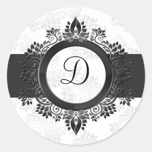 Sticker Rond joint d'enveloppe monographique en argent (Devant)