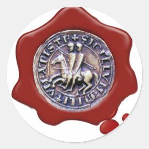 Sticker Rond JOINT des CHEVALIERS TEMPLAR, cire rouge, blanche