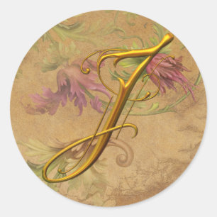 Sticker Rond Joint floral vintage de mariage de monogramme de