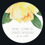 STICKER ROND JOINT JAUNE GAI D'ENVELOPPE FLORALE D'AQUARELLE<br><div class="desc">Si vous avez besoin de toute autre personnalisation ou de n'importe quels autres articles assortis,  sentez-vous svp libre pour me contacter chez yellowfebstudio@gmail.com</div>