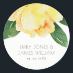 STICKER ROND JOINT JAUNE GAI D'ENVELOPPE FLORALE D'AQUARELLE<br><div class="desc">Si vous avez besoin de toute autre personnalisation ou de n'importe quels autres articles assortis,  sentez-vous svp libre pour me contacter chez yellowfebstudio@gmail.com</div>