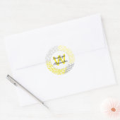 Sticker Rond joint monogramme mariage gris jaune dahlia (Enveloppe)