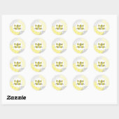Sticker Rond joint monogramme mariage gris jaune dahlia (Feuille)
