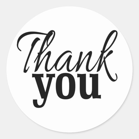 Sticker Rond Joint noir et blanc moderne de Merci (Devant)