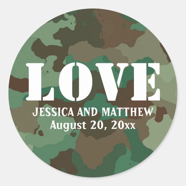 Sticker Rond Joint vert de faveur de mariage d'amour (Devant)