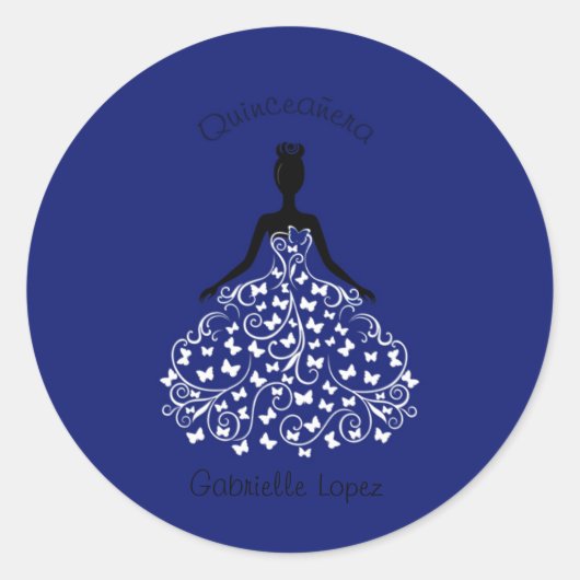 Sticker Rond Joints bleus d'enveloppe de robe de papillon de (Devant)