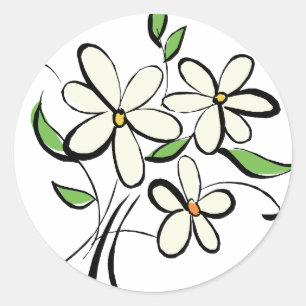 Sticker Rond Joints d'enveloppe de marguerites