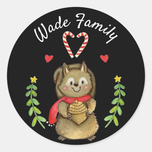 Sticker Rond Joints d'enveloppe d'écureuil de vacances de style (Devant)