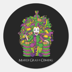 Sticker Rond Joker Mardi Gras Trône Fun Boys Girls Kids