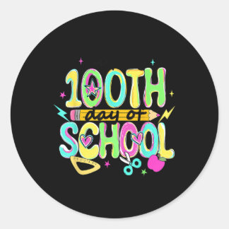 Sticker Rond Joli 100ème Jour De Crayon Scolaire 100 Jours Thé