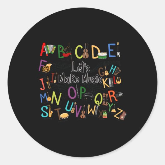 Sticker Rond Joli Alphabet Conception Pour Enseignant Musique H (Devant)