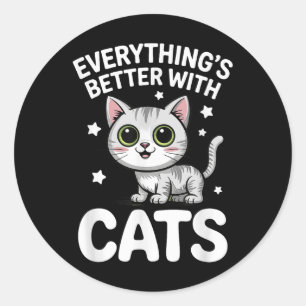 Sticker Rond Joli Amoureux des chats Adultes Ou Enfants Garçons