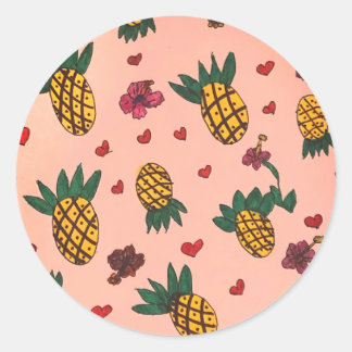 Sticker Rond Joli ananas
