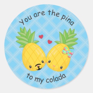 Sticker Rond Joli ananas Tropical Pina Colada Romantique