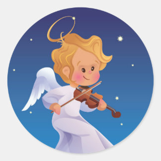 Sticker Rond Joli ange jouant du violon