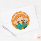 Sticker Rond Joli Anniversaire des Alpacas Garçon en Serapes Tu (Enveloppe)