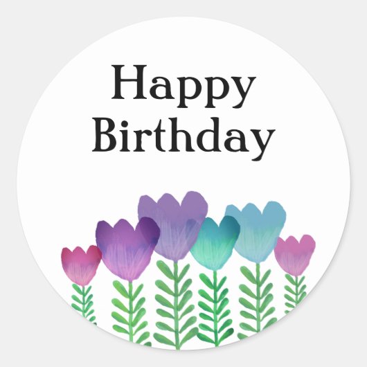Sticker Rond Joli Anniversaire Floral (Devant)